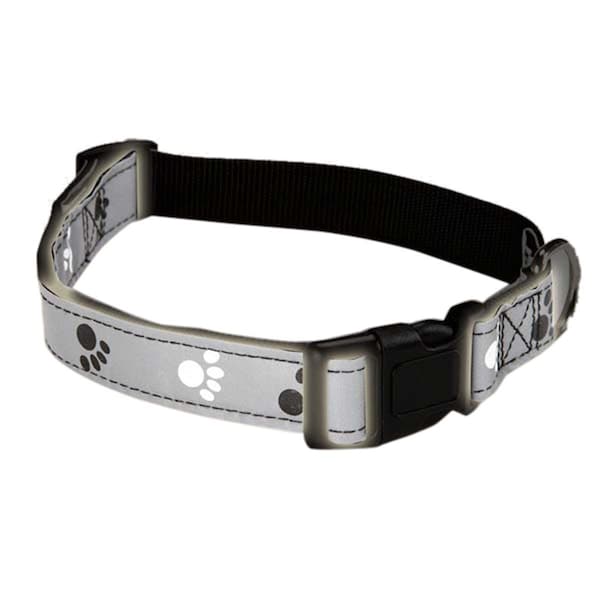 Casual Canine Reflective Pawprint Collar 6-10 In Black - ZW4928 06 17