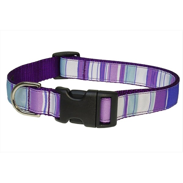 Fly Free Zone STRIPE-PURPLE-MULTI4-C Stripe Dog Collar, Purple - Large - FL124467