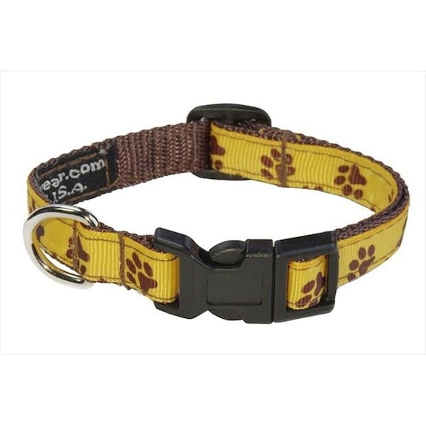 Sassy Dog Wear Sassy Dog Wear PUPPY PAWS-YELLOW1-C Puppy Paws Dog Collar; Yellow & Brown - Extra Small - PUPPY PAWS-YELLOW1-C