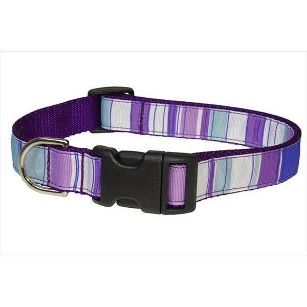 Sassy Dog Wear Sassy Dog Wear STRIPE-PURPLE-MULTI3-C Stripe Dog Collar; Purple - Medium - STRIPE-PURPLE/MULTI3-C