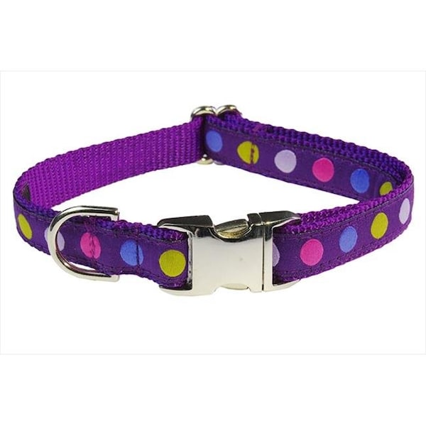 Sassy Dog Wear Sassy Dog Wear POLKA DOT-PURPLE-MULTI2-C Dot Dog Collar; Purple & Multi - Small - POLKA DOT-PURPLE/MULTI2-C