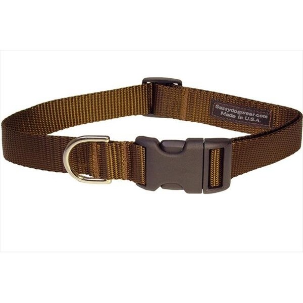 Sassy Dog Wear Sassy Dog Wear SOLID BROWN MED-C Nylon Webbing Dog Collar; Brown - Medium - SOLID BROWN MED-C