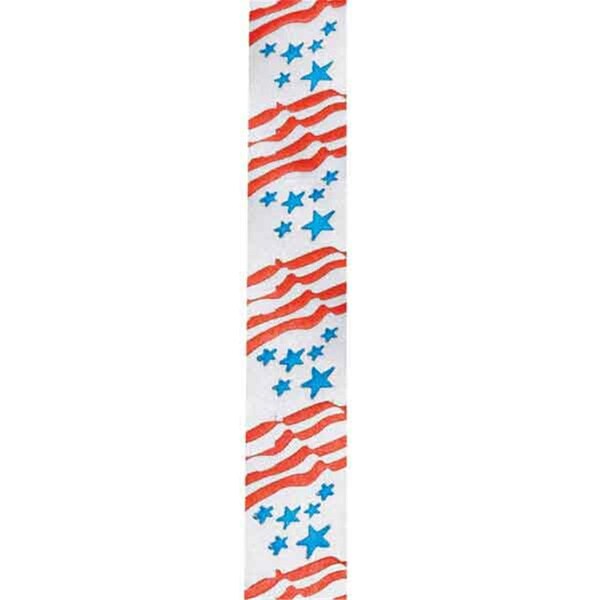 Petedge Top Performance Ribbon White-Stars & Stripes - 50 yards - TP6732 95
