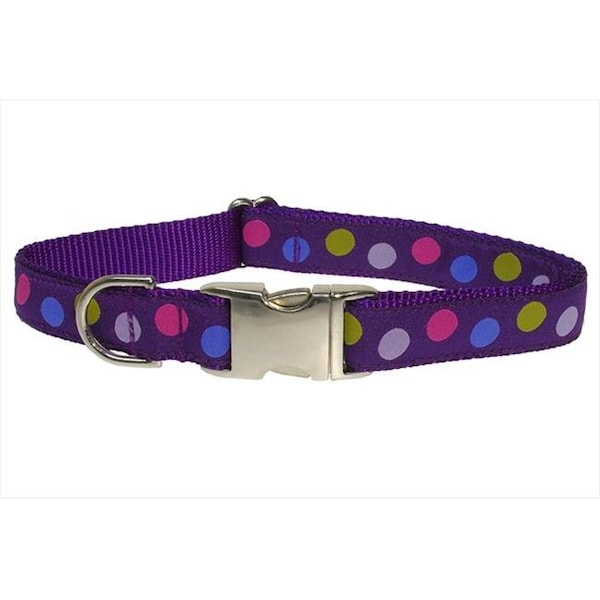 Fly Free Zone POLKA DOT-PURPLE-MULTI4-C Dot Dog Collar; Purple & Multi - Large - FL685321