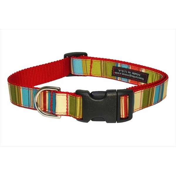 Sassy Dog Wear Sassy Dog Wear STRIPE-RED-MULTI3-C Multi Stripe Dog Collar; Red - Medium - STRIPE-RED/MULTI3-C
