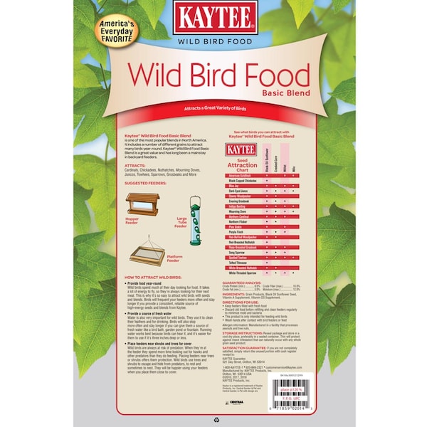 Kaytee Products Kaytee Basic Blend Songbird Grain Products Wild Bird Food 20 lb - 100033637