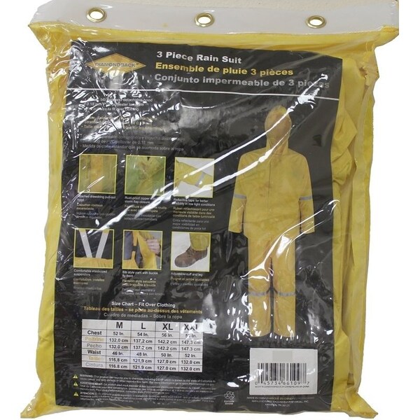 Diamondback Diamondback RS3-01-L Rain Suit, L, Polyester, Concealed Collar, Zipper Closure - RS3-01-L