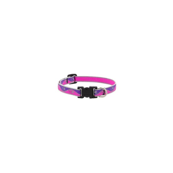Lupine Adjustable Puppy & Small Dog Collar, Reflective Pink Paws Pattern, 1/2 x 8 - 12-In. - 48534