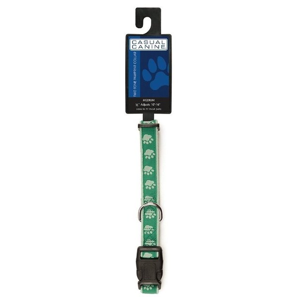 Casual Canine Dog Collar, 6 to 10 in L Collar, 3/8 in W Collar, Nylon, Green - ZA8871 06 43