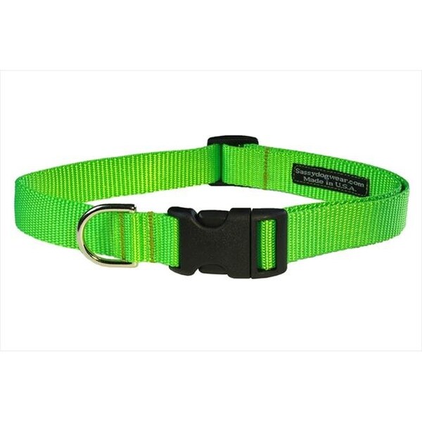 Sassy Dog Wear Sassy Dog Wear SOLID NEON GREEN MED-C Nylon Webbing Dog Collar; Neon Green - Medium - SOLID NEON GREEN MED-C