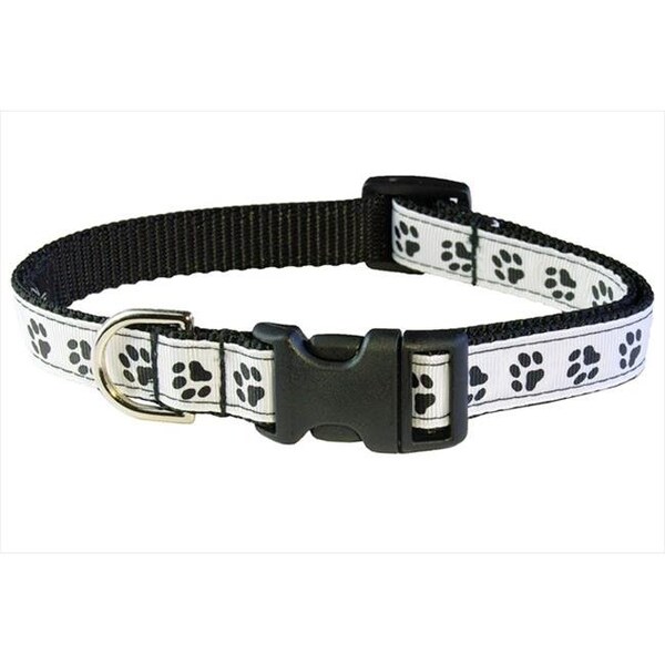 Sassy Dog Wear Sassy Dog Wear PUPPY PAWS-BLACK-WHT3-C Puppy Paws Dog Collar; Black & White - Medium - PUPPY PAWS-BLACK/WHT3-C
