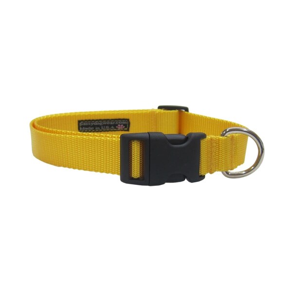 Sassy Dog Wear Nylon Webbing Dog Collar Adjusts 6-12 in. Extra Small Yellow - SOLID YELLOW XS-C