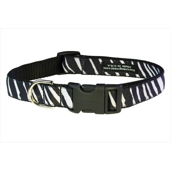 Sassy Dog Wear Sassy Dog Wear ZEBRA-WHITE-BLK.3-C Zebra Dog Collar; Black & White - Medium - ZEBRA-WHITE/BLK.3-C