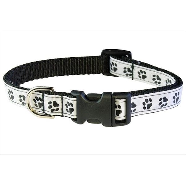 Fly Free Zone PUPPY PAWS-BLACK-WHT2-C Puppy Paws Dog Collar; Black & White - Small - FL516017