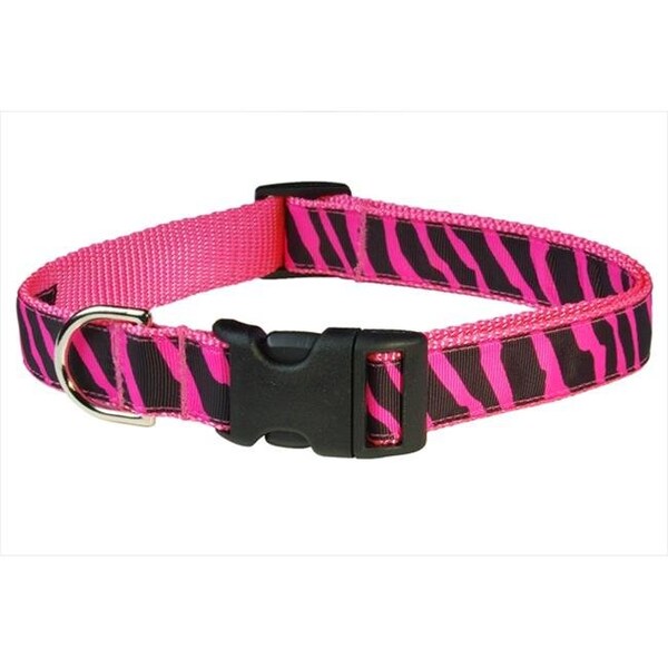 Sassy Dog Wear Sassy Dog Wear ZEBRA-PINK2-C Zebra Dog Collar; Pink - Small - ZEBRA-PINK2-C