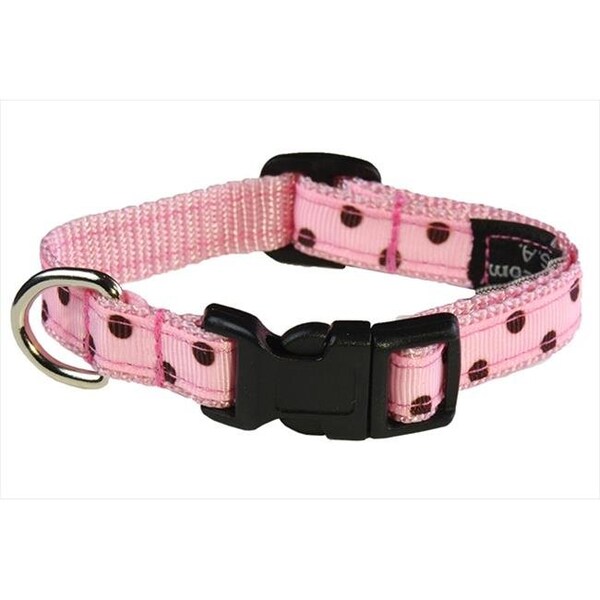 Sassy Dog Wear Sassy Dog Wear POLKA DOT-PINK-BROWN1-C Polka Dot Dog Collar; Pink & Brown - Extra Small - POLKA DOT-PINK/BROWN1-C