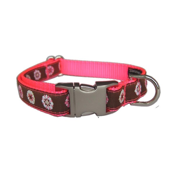Sassy Dog Wear Wild Flowers Pink Dog Collar Adjusts 10-14 in. Small - WILD FLOWER PINK2-C