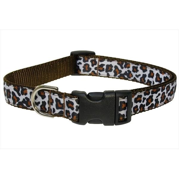 Sassy Dog Wear Sassy Dog Wear LEOPARD-WHITE2-C Leopard Dog Collar; White & Brown - Small - LEOPARD-WHITE2-C