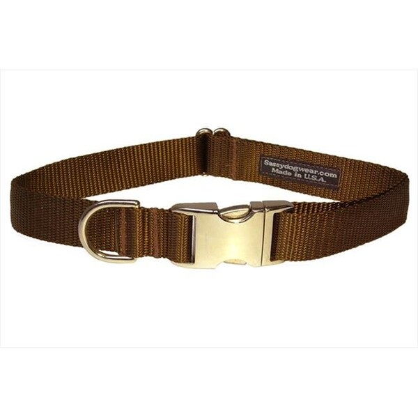 Fly Free Zone Nylon & Aluminum Buckles Dog Collar; Brown - Small - FL124444