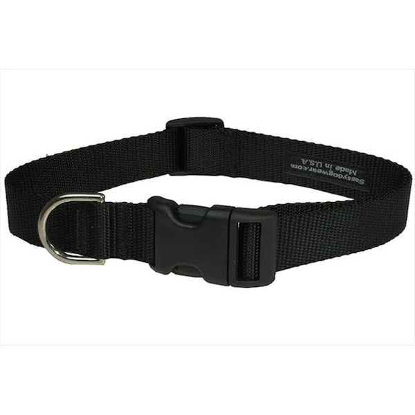 Sassy Dog Wear Sassy Dog Wear SOLID BLACK LG-C Nylon Webbing Dog Collar; Black - Large - SOLID BLACK LG-C