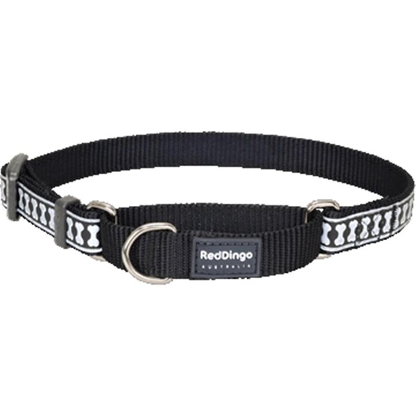 Red Dingo Martingale Dog Collar Reflective Black, Small - RE437161