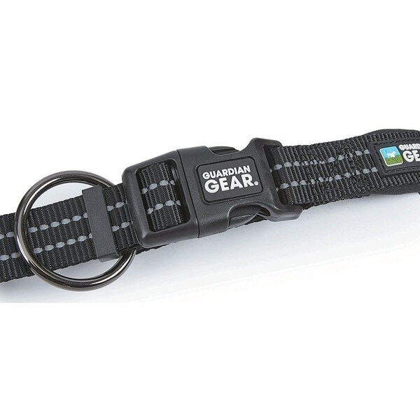 Guardian Gear Dog Collar, O-Ring Link, 16 to 30 in L Collar, Nylon, Jet Black - ZA0006 16 30