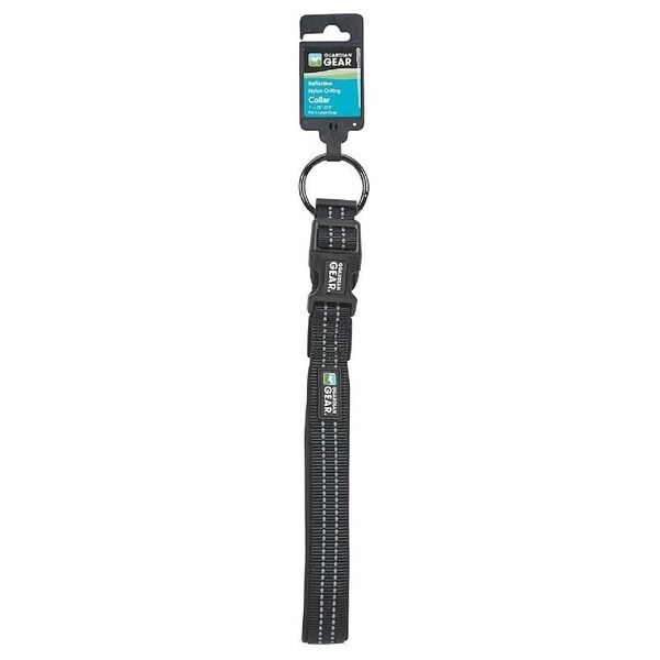 Guardian Gear Dog Collar, O-Ring Link, 16 to 30 in L Collar, Nylon, Jet Black - ZA0006 16 30