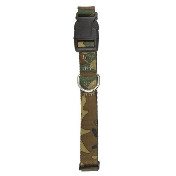 Casual Canine Dog Collar, D-Ring Link, 6 to 10 in L Collar, 3/8 in W Collar, Nylon, Green Camo - ZA6741 06 43