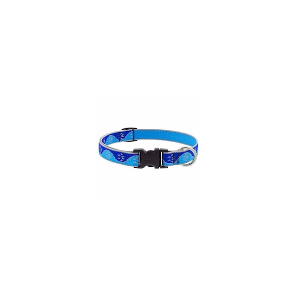 Lupine Adjustable Medium Dog Collar, Reflective Blue PawsPattern, 3/4 x 13 - 22-In. - 48402