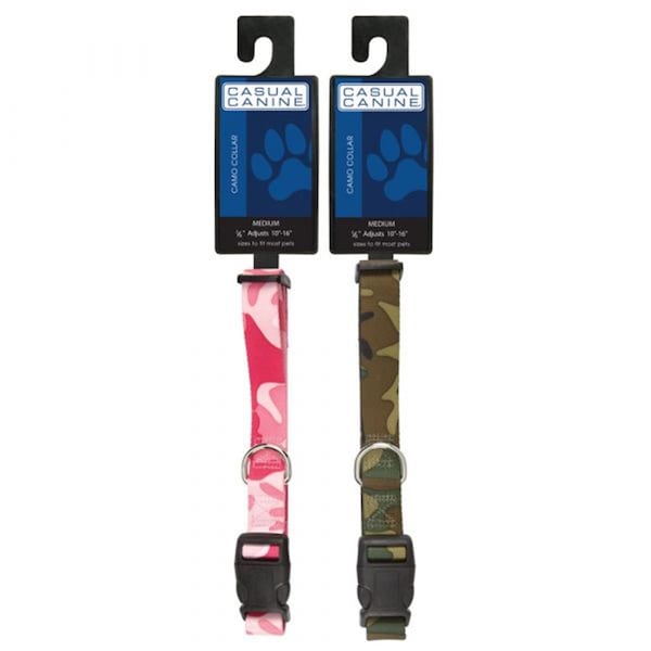 Casual Canine 10-16 in. Camo Dog CollarGreen - ZA6741 10 43