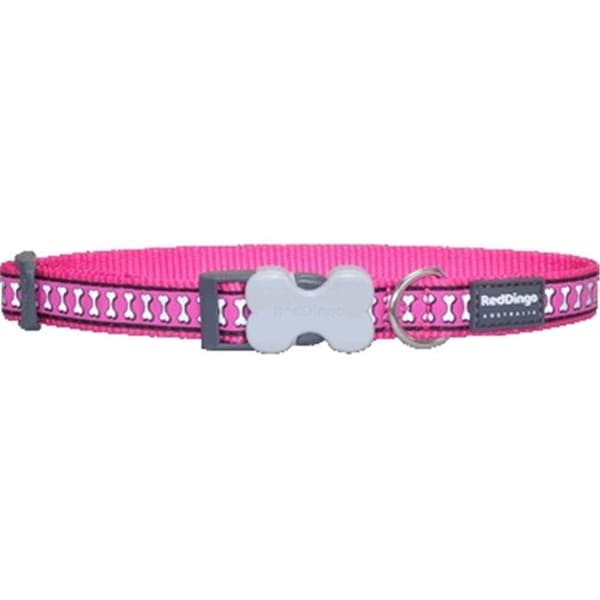 Red Dingo Red Dingo DC-RB-HP-ME Dog Collar Reflective Hot Pink; Medium - DC-RB-HP-ME