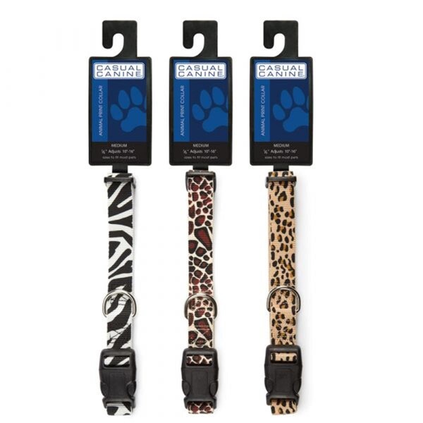 Casual Canine 14-20 in. Animal Print Collar Zebra - ZA15161 14 12