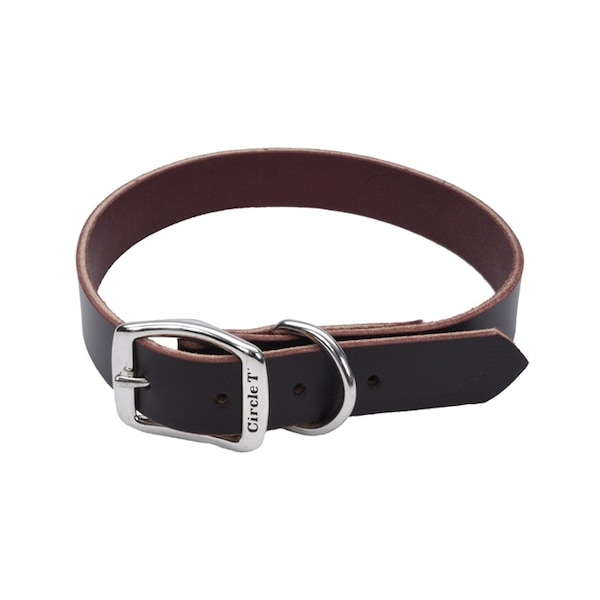 Coastal Pet Circle T Latigo Leather Town Dog Collar Flat 5/8" 16" - 3797-16