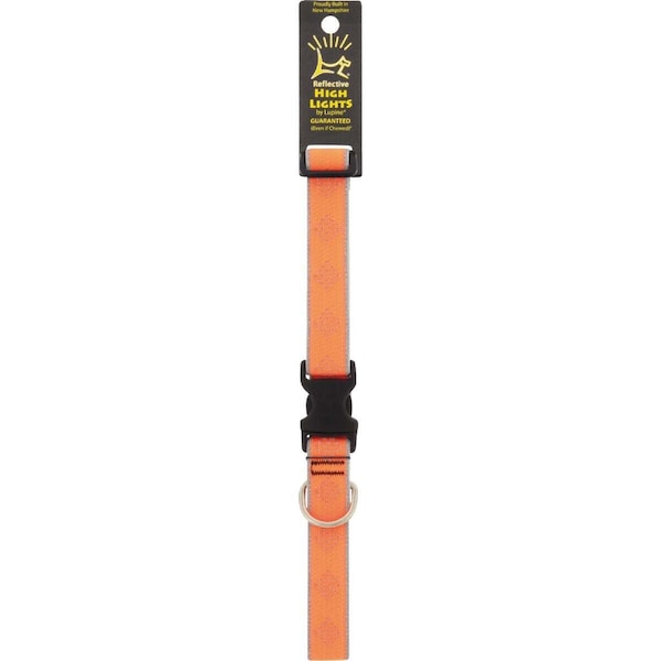 Lupine Adjustable Medium Dog Collar, Reflective Orange Diamond Pattern, 1 x 16 - 28-In. Green/Red/Blue - 48353