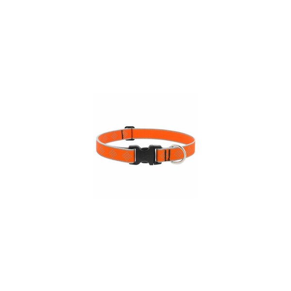 Lupine Adjustable Medium Dog Collar, Reflective Orange Diamond Pattern, 1 x 16 - 28-In. Green/Red/Blue - 48353