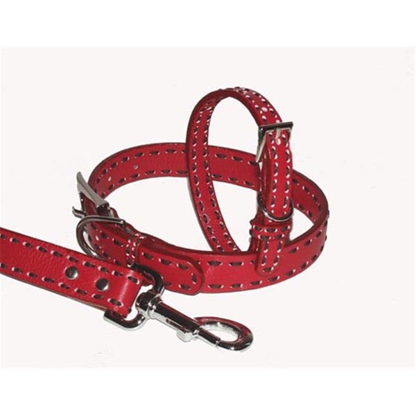 Noahs Ark Leather Dog Collar RedChocolate Saddle Stitch - NO717870