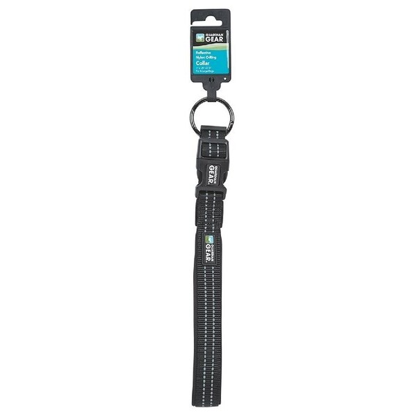 Guardian Gear Dog Collar, O-Ring Link, 12 to 30 in L Collar, Nylon, Jet Black - ZA0006 12 30