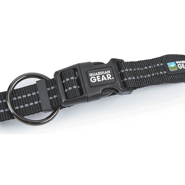 Guardian Gear Dog Collar, O-Ring Link, 12 to 30 in L Collar, Nylon, Jet Black - ZA0006 12 30