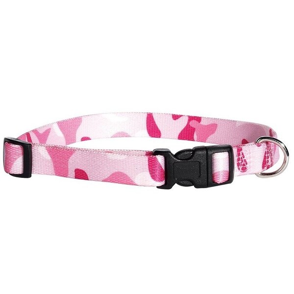 Casual Canine Dog Collar, D-Ring Link, 18 to 26 in L Collar, 1 in W Collar, Nylon, Pink Camo - ZA6741 18 75