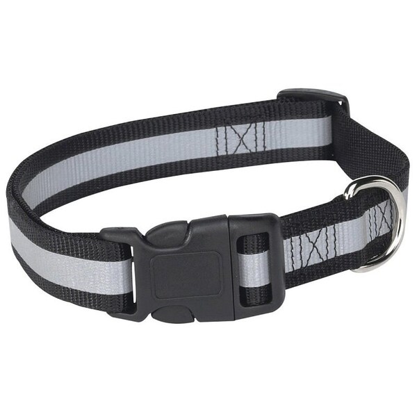Guardian Gear Dog Collar, 6 to 10 in L Collar, 3/8 in W Collar, Nylon, Black, Reflective Taping - ZA984 06 17