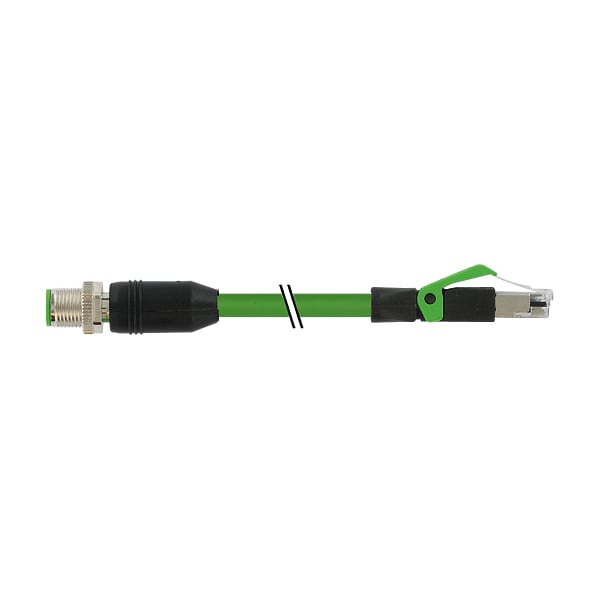 Murr Elektronik M12 male 0° / RJ45 male 0° shielded Ethernet, PUR 2x2xAWG22 shielded gn UL, CSA+dragch. 2m - 7000-44711-7960200