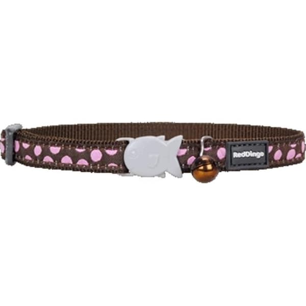 Red Dingo Red Dingo CC-S1-BR-SM Cat Collar Design Pink Dots on Brown - CC-S1-BR-SM