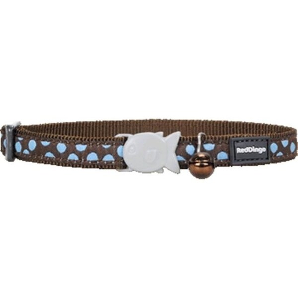 Red Dingo Red Dingo CC-S2-BR-SM Cat Collar Design Blue Dots on Brown - CC-S2-BR-SM