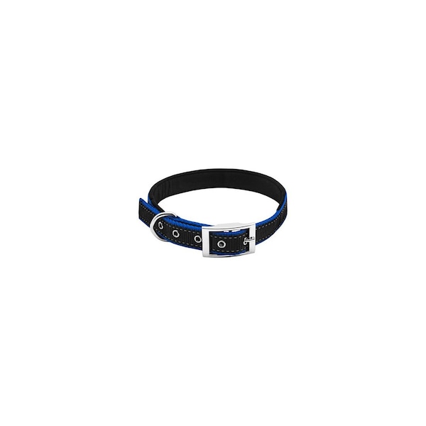 Pet Expert Dog Collar, Padded, Blue/Black Reflective, 1 x 26-In. - PE224299
