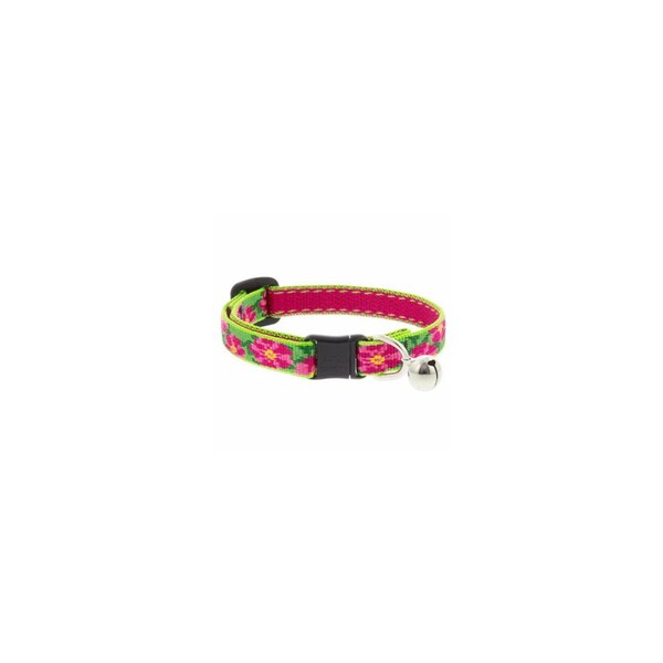 Lupine Adjustable Cat Collar With Bell, Breakaway Buckle, Petunias Pattern, 1/2 x 8 - 12-In. - 22227
