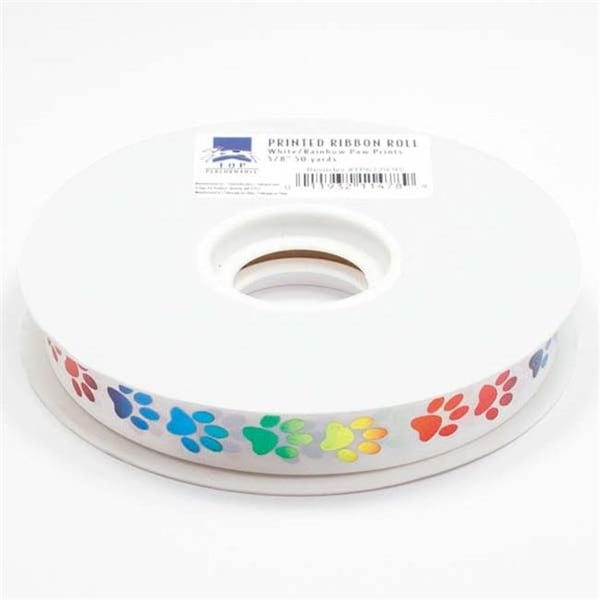 Petedge Top Performance 50 yards Printed Ribbon Rolls; White & Paws - TP6729 95
