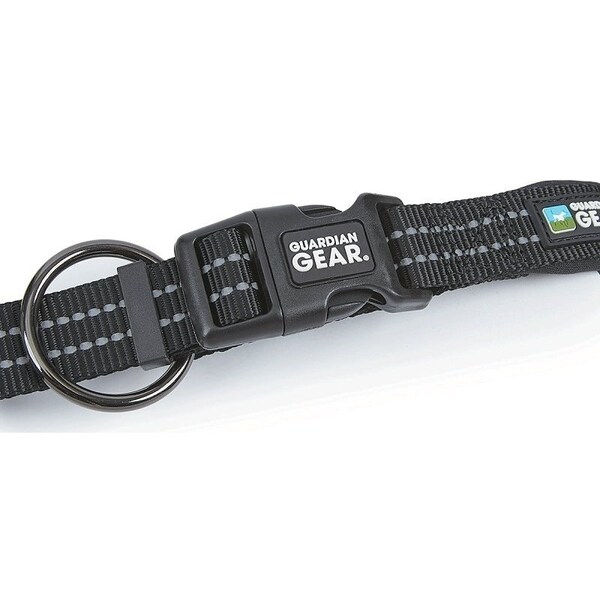 Guardian Gear Dog Collar, O-Ring Link, 20 to 30 in L Collar, Nylon, Jet Black - ZA0006 20 30