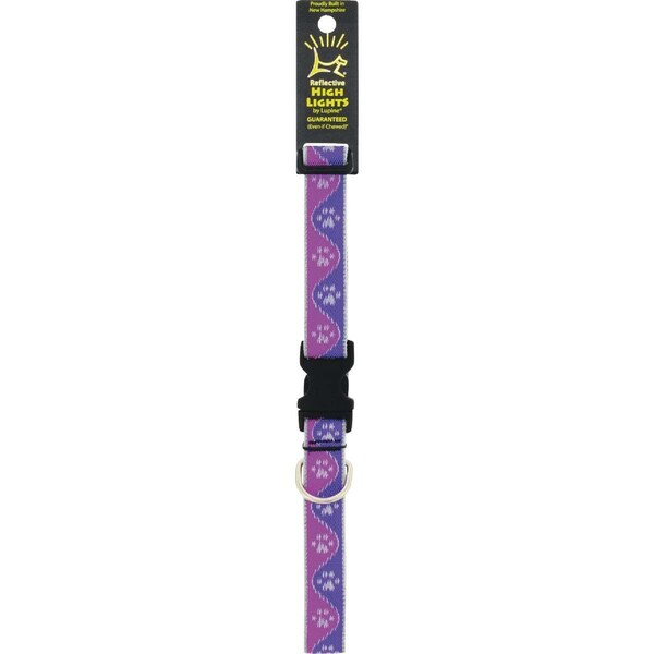Lupine Adjustable Medium Dog Collar, Reflective Pink Paws Pattern, 1 x 16 - 28-In. - 48553