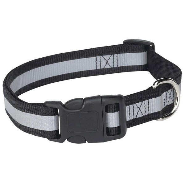 Guardian Gear Dog Collar, 10 to 16 in L Collar, 5/8 in W Collar, Nylon, Black, Reflective Taping - ZA984 10 17