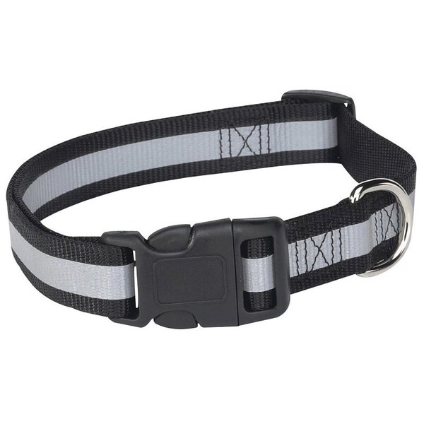 Guardian Gear Dog Collar, 14 to 20 in L Collar, 5/8 in W Collar, Nylon, Black, Reflective Taping - ZA984 14 17